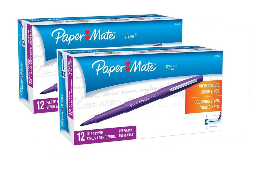 Flair Felt Tip Pens, Purple, 24 Pack